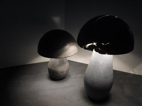 lampe champignon, lampe champignon design, lampe table, lampe béton led, luminaire Metz, lampe école de nancy